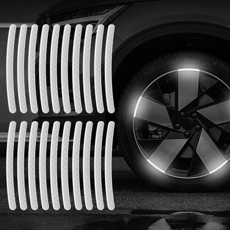 20PCS Reflective Stickers For Car Wheels Night Fluorescent Tire Safety Warning Stickers Personalized Decorative Car Stickers Car Mobile World