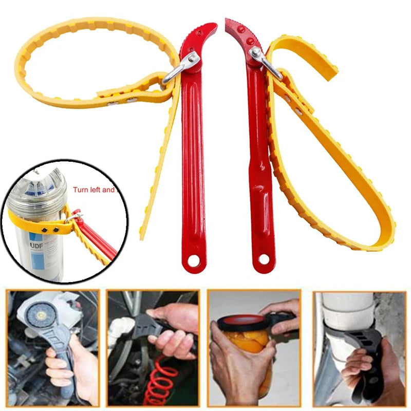 Adjustable Wrench Oil Filter Puller Multipurpose Belt Spanner Chain Jar Lids Cartridge Opener Oil Filters Car Repair Hand Tools