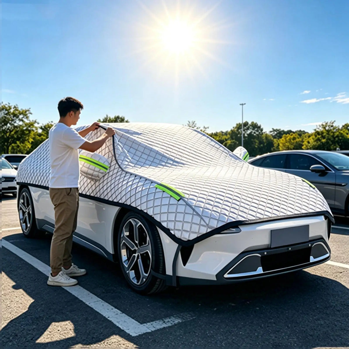 Car Cover Against HailsOutdoor Full Cover Rain Sun UV Protection Universal Cotton Suitable For Various Adverse Weather Condition