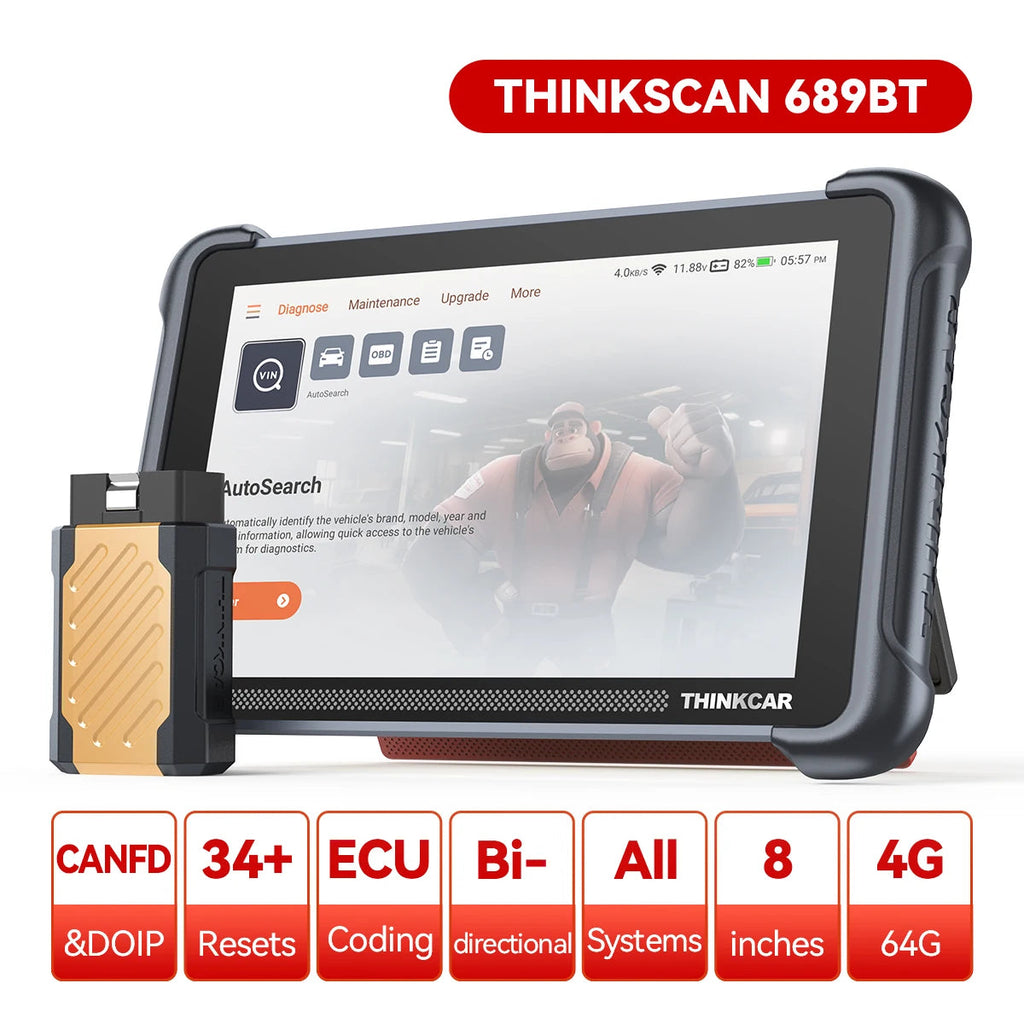 Global Version THINKSCAN 689BT Lifetime Free Auto OBD2 Scanner CANFD DOIP Full System Actuator Test 34 Reset Car Diagnostic Tool Car Mobile World