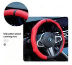 Car Steering Wheel Cover Nappa Leathe Universal 38CM 15 Inch Non-Slip Breathable Sweat-Absorbent Sport Steering Wheel Cover