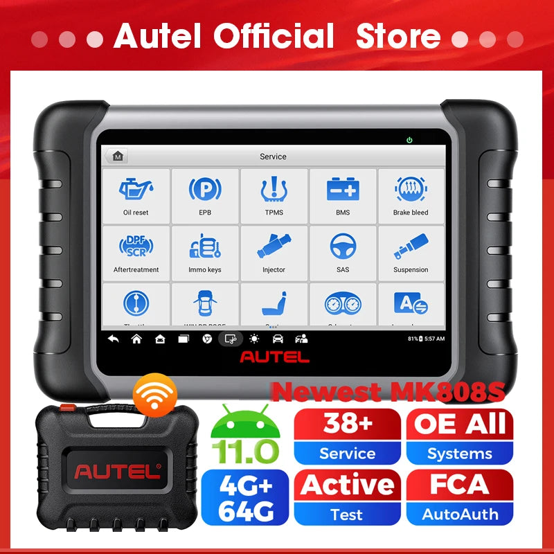 Autel MK808S Pro Car Diagnostic Scanner Tool Active Test Key Coding FCA Autoauth Android 11 Updated of MK808 Car Mobile World