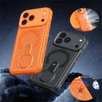 360° Rotate Ring Holder Magnetic Mesh Heat Dissipation Case for iPhone 17 16 15 14Plus 13 12 11 18 Pro Max Air For Magsafe Cover