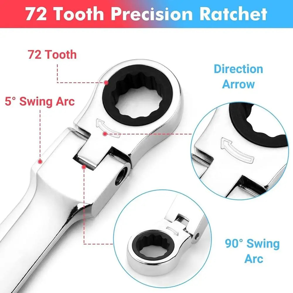 Dual Heads Dual Heads Ratchet Wrench Quick Release 72 Teeth Reversible Ratchet Spanner Ratcheting Combination Wrenches
