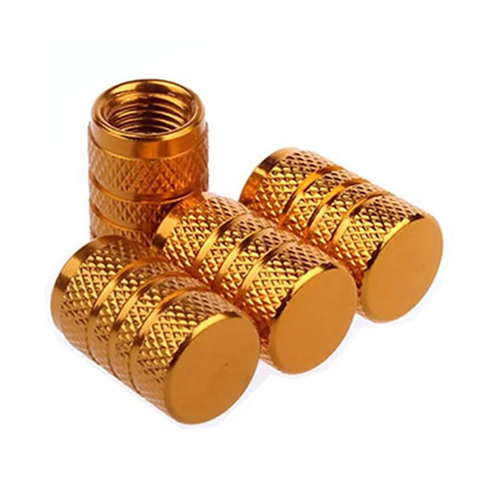 4Pcs Knurling Style Tire Valve Cap Aluminum Silver Car Tire Valve Stems Cap Tire Wheel Stem Air Valve Cap tire valve caps CM World