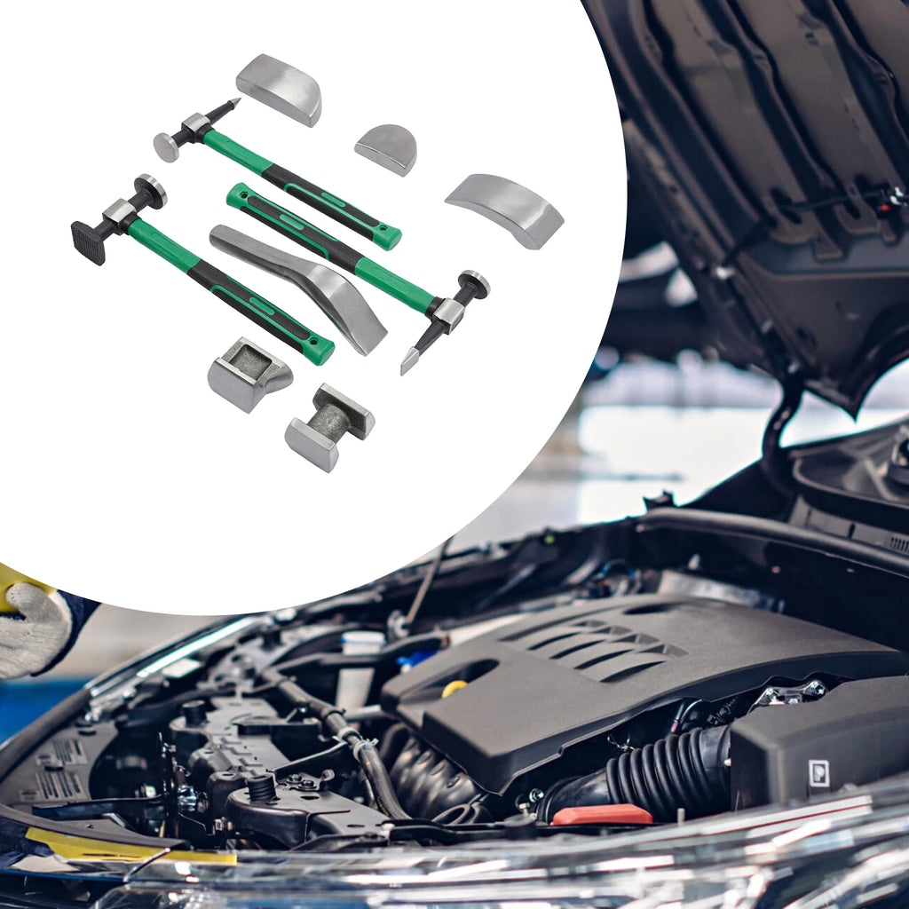 9 PCS Auto Body Steel Manual Repair Tool Kit,Dent Repair Kit,sheet metal hammer,Sheet Metal Lining Irons CM World