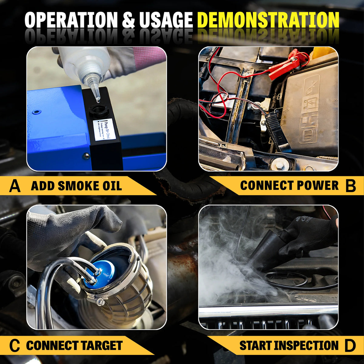 12V Car Smoke Leak Detector EVAP Smoke Machine Diagnostic Tool with Built-in Air Pump Vacuum Fuel Pipe Oil Leakage