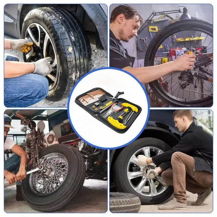 Car Tire Repair Tool With Rubber Strips Tire Repair Needle Valve Core Tools Steel Spiral Needles Puncture Tire Repair KiT