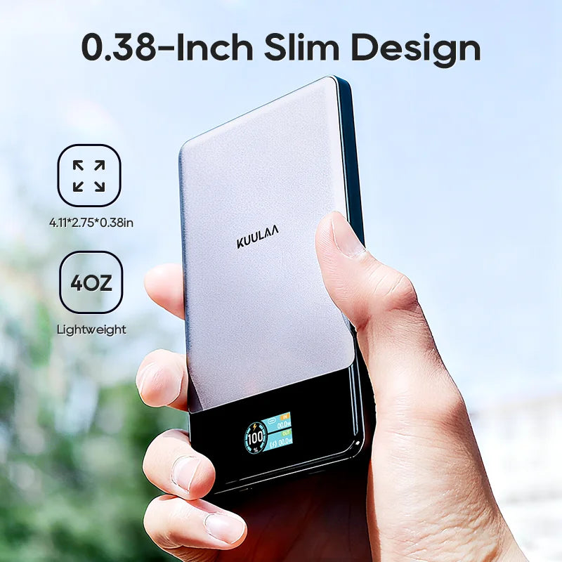 KUULAA Qi2 Magnetic Power Bank 5000mah 15W Wireless Charging 22.5W Wired Charge Qi2-Certified for iPhone 17 16 15 14 13 Pro Max Car Mobile World