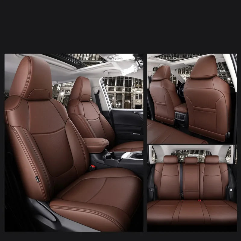 Custom Fit Car Seat Covers Accessories 5 Seat Full Set Middle Perforated Genuine Leather for Toyota RAV4 Corolla CHR Prius Camry CM World