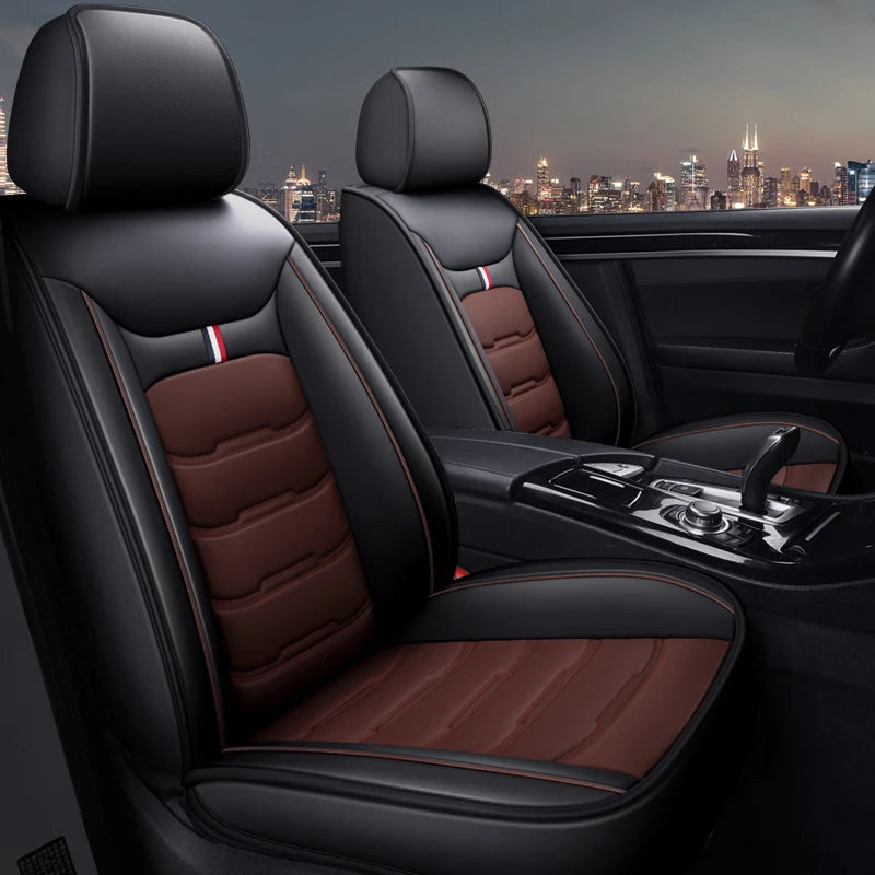 Car seat cover, full package pu leather, four seasons universal, wear-resistant，2-Piece Front Set CM World