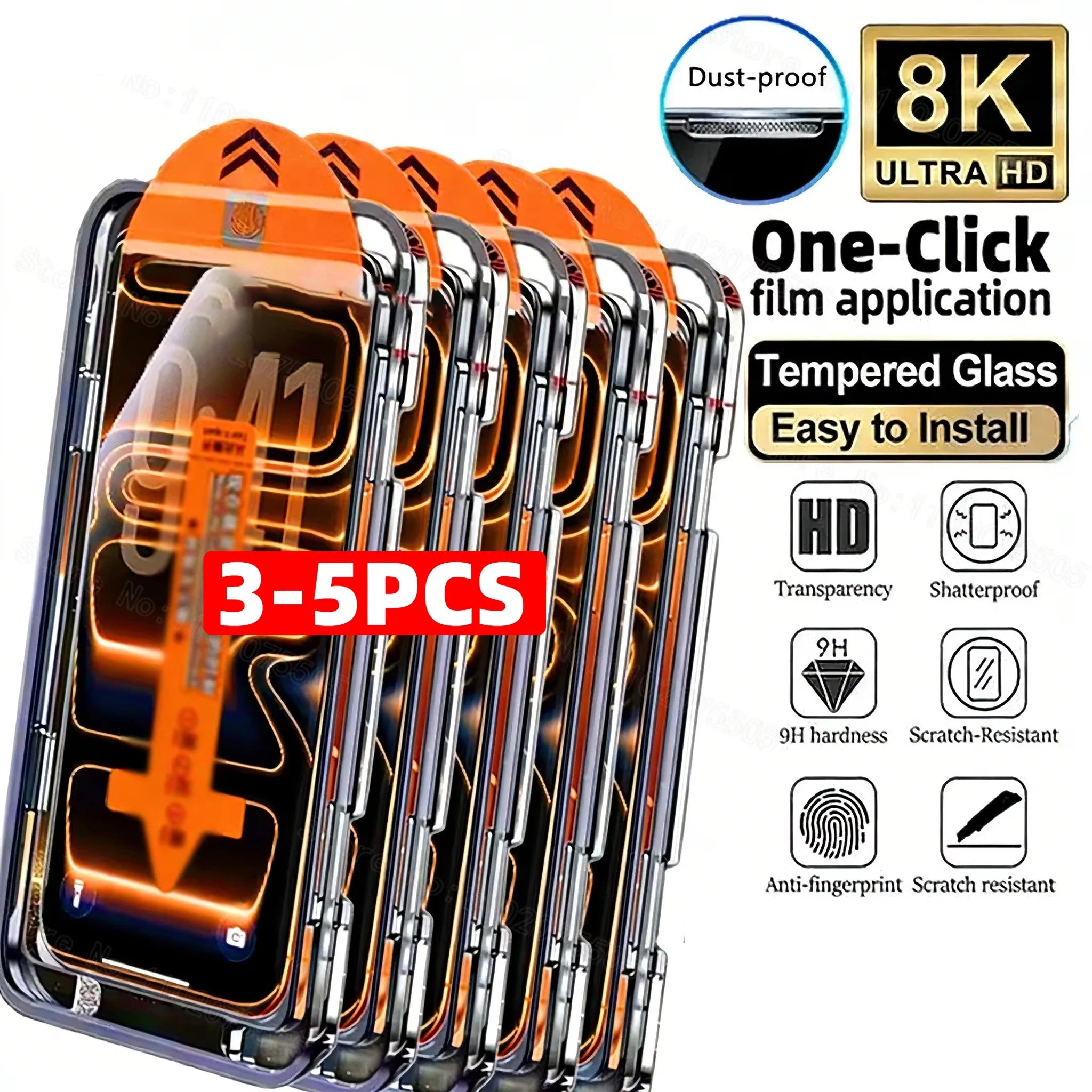 3-5PCS HD Easy Install Screen Protector For iPhone 17 16 Pro Max Air 13 11 15 14 Plus 16e 12 Mini XR X Xs 7 8 Tempered Glass Car Mobile World