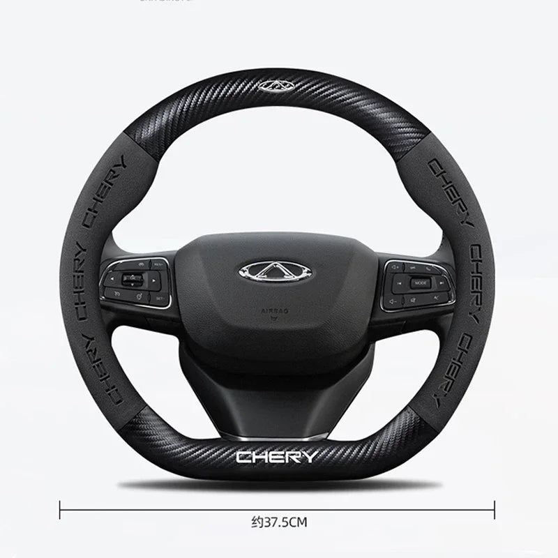 Car buckskin carbon fiber steering wheel cover for Chery Tiggo 8 Arrizo 5 pro gx 5x eQ7 Chery Tiggo 7 Pro 2020 2021 2022 2023 CM World