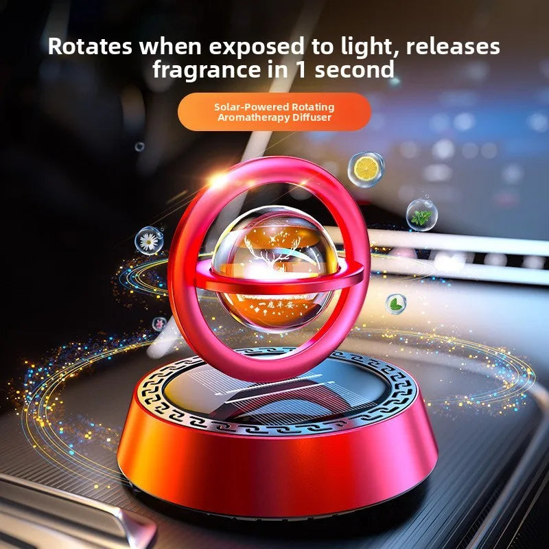 Solar-Powered Rotating Dashboard Aromatherapy Car Center Console Ornament, Car Perfume For The Interior