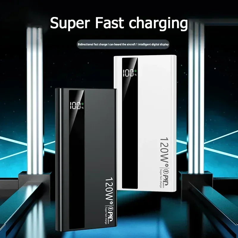 Lenovo 50000mAh Powerbank 120W Super Fast Charging Portable Battery Charger Ultra Capacity LED Digital Display For iPhone Car Mobile World