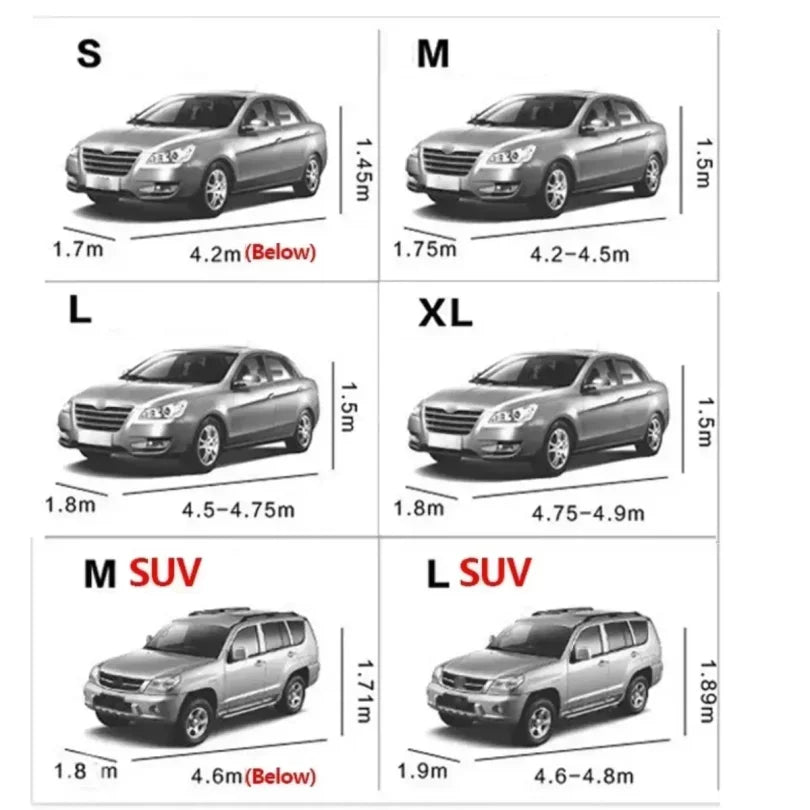 Universal Full Car Cover Portable Outdoor Waterproof UV Protection Anti-Scratch Resistant Car Clothing Auto Dust Cover Accessory Car Mobile World