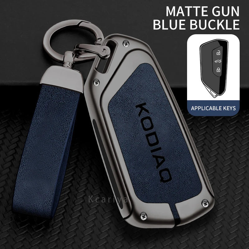 Zinc Alloy Car Remote Control Key Case Cover Holder Shell Fob for Skoda Kodiaq Protection Key Chain Buckle Keyless Accessories CM World