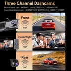 H330 Dash Cam 3 Channel Rearview Mirror Front Inside Rear 4K+1080P+1080P WiFi GPS Dual Lens Car Dvr Camera Infrared Night Vision