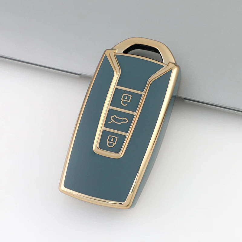 3 Buttons TPU Car Key Case Cover for Vw Volkswagen Touareg 2019 2020 2021 2022 2023 Auto Shell Fob Ring Keychain Protector