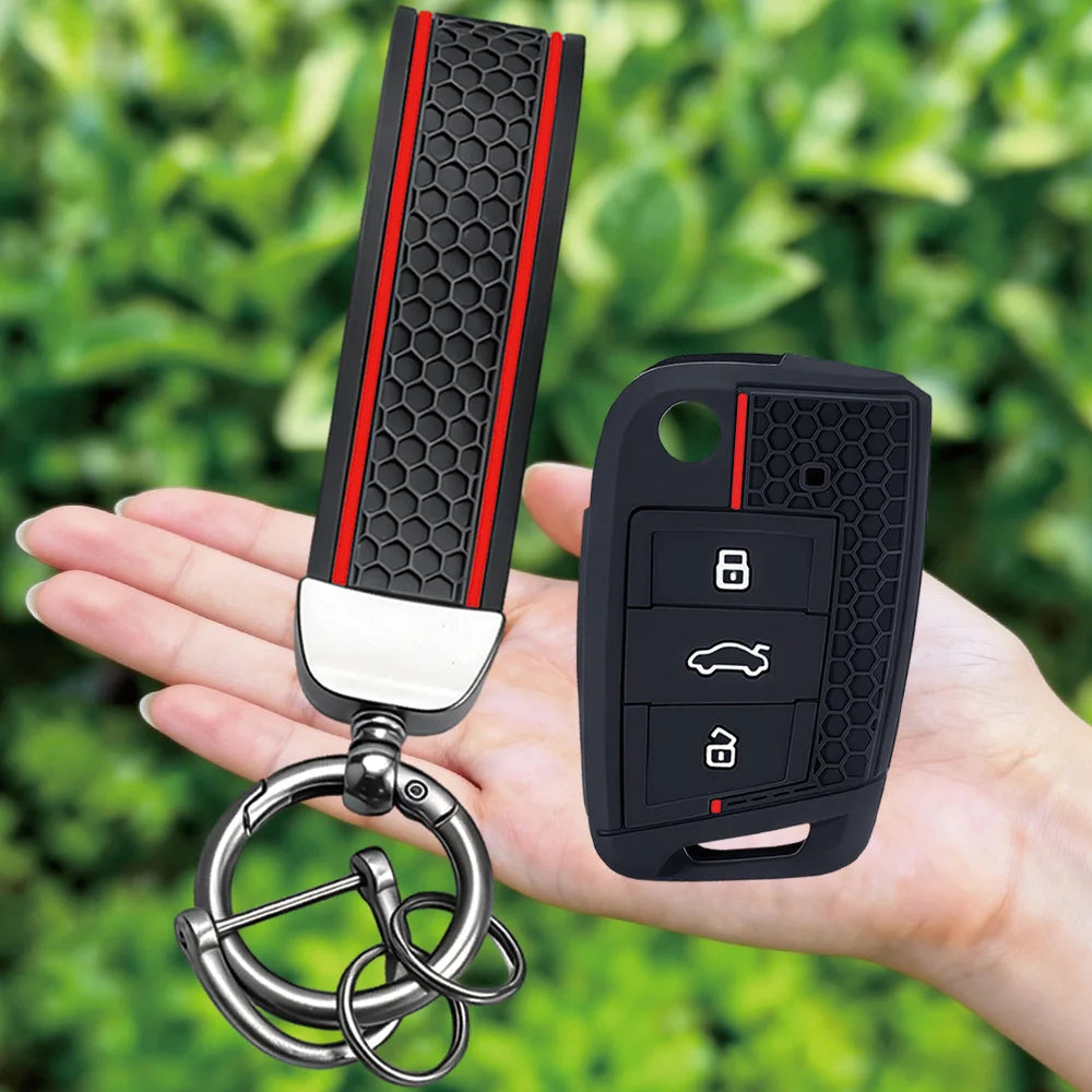 New Keychain Car Key Cover Case Silicone Shell For VW Golf 7 MK7 VII Tiguan Polo Skoda Octavia A7 Kodiaq Seat Ateca Leon
