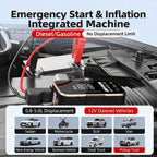 12V Car Jump Starter with Air Compressor - 2-in-1 Emergency Battery Booster, Tire Inflator & Portable Power Bank