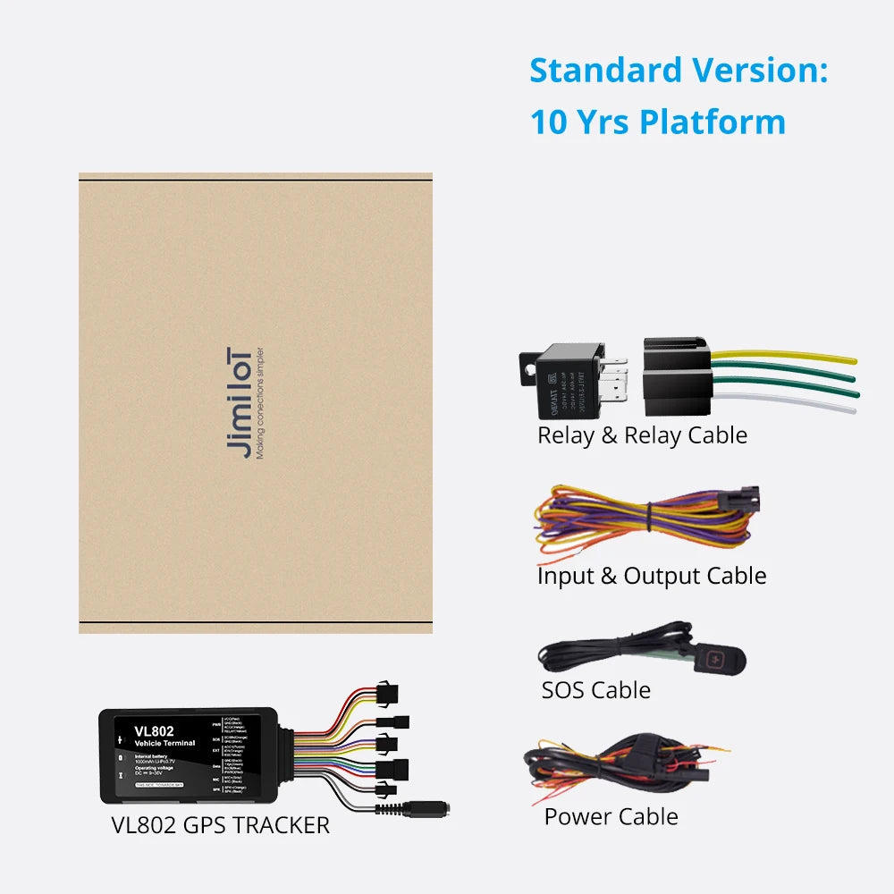 Jimi VL802 Vehicle Tracker 4G GPS Locator Car Tracking Device For Car Fleet Management Remote Cut-off Anti-thieft Free APP Web CM World