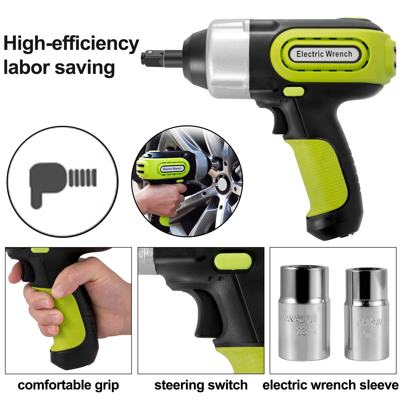 SucceBuy 4-In-1 Electric Car Jack 12V 5T Portable Hydraulic Jack Impact Wrench Tire Compressor Lifting LED Light Car Repair Tool CM World