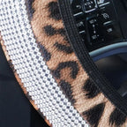 High-End Leopard-Print Leather Car Steering Wheel Cover New Model Embedded Diamonds Interior Car Seat Covers Best-Selling