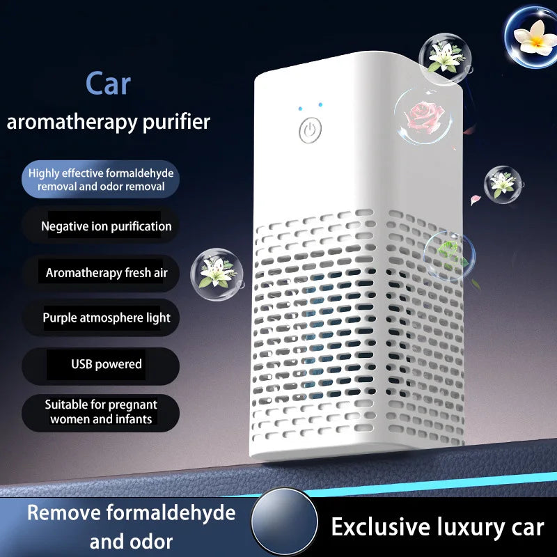 Smart Car Air Purifier Fragrance Diffuser Portable for Office Desktop & Auto Eliminate Smoke Odor USB Charging High Purification CM World