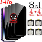 1~4PCS Anti-Spy Glass For iPhone 17 16 15 14 13 Pro Max Privacy Screen Protector & Camera Protection Film For iPhone15 12 11 Pro Car Mobile World