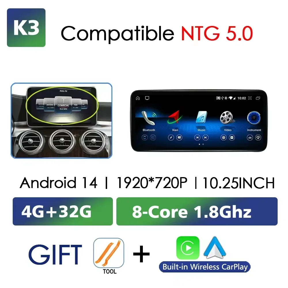 Android Auto Wireless CarPlay For Mercedes Benz C Class W205 GLC X253 V W446 Car Multimedia Navigation GPS DSP Qualcomm 680 CM World