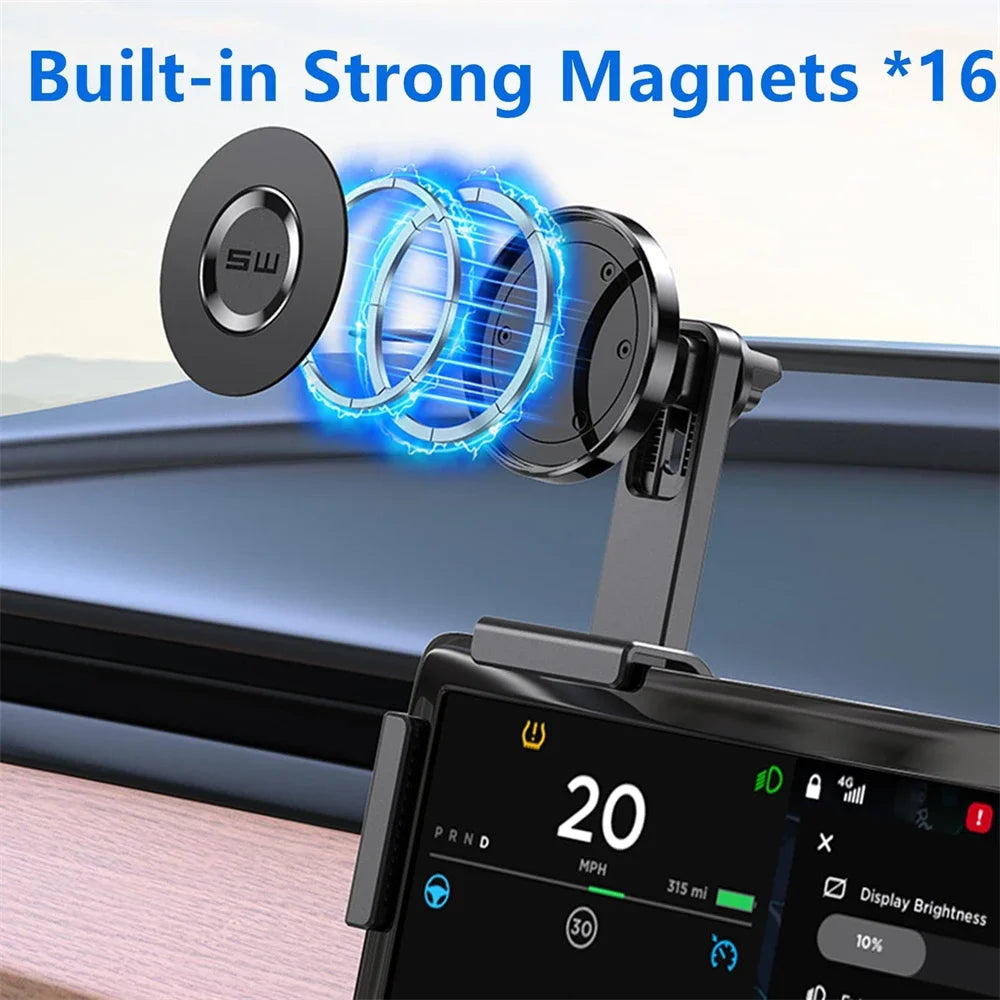 Magnetic Car Phone Holder for Tesla Model 3/Y/X/S Car Display Screen Side 360 Degree Rotation Car Mount for iPhone 12 13 14 15 CM World