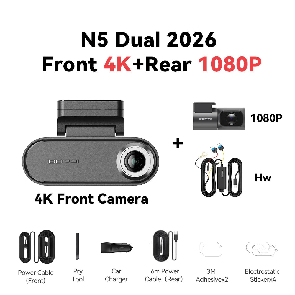 DDPAI N5 Dual Dash Cam 4K Front and Rear Dash Camera Car DVR NightVIS ADAS GPS Dashcam Vehicle AUTO Video Recorder Car Mobile World
