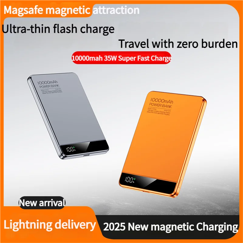 Thin 5000mAh Magnetic Wireless Power Bank 20W Wired Charging Portable Powerbank External Battery For iPhone17 16 Pro Max Samsung