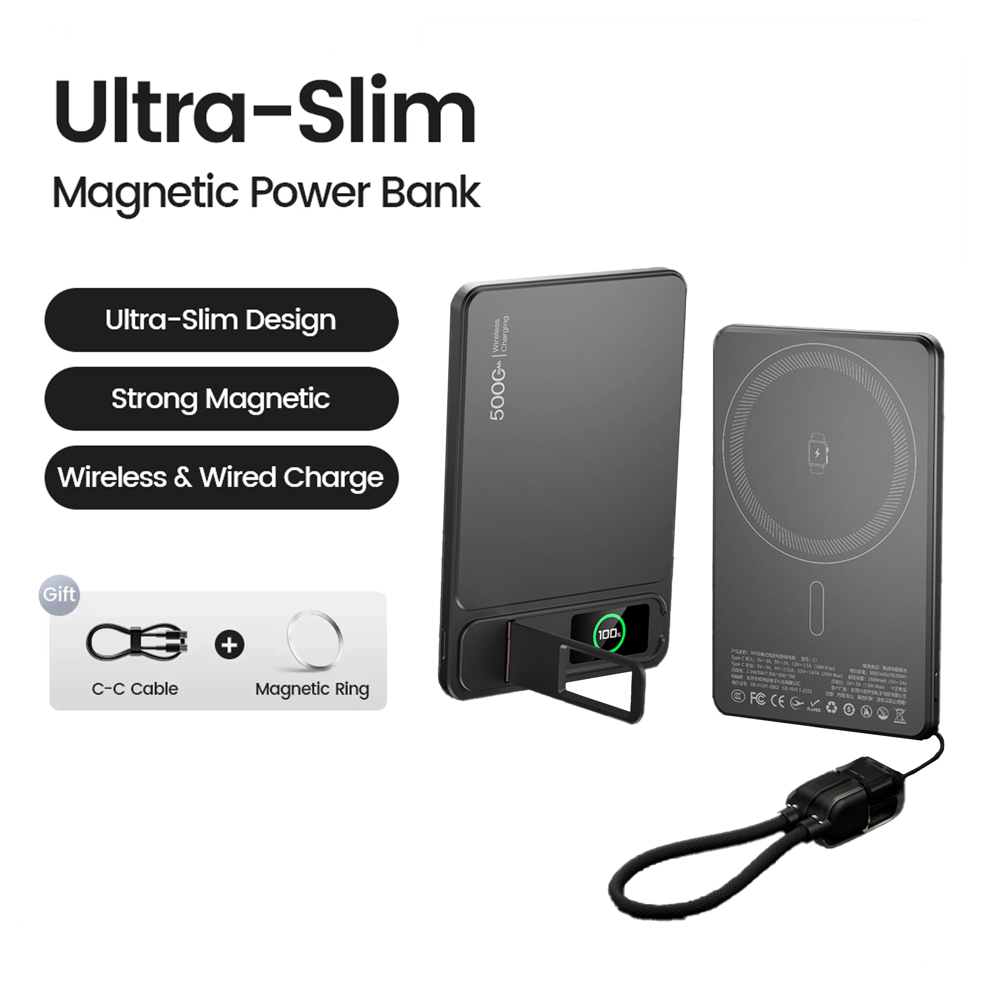 10000mAh Magnetic Powerbank 15W Wireless Power bank PD 20W Fast Charing External Battery For MagSafe iPhone 12-17 Pro Watch Car Mobile World
