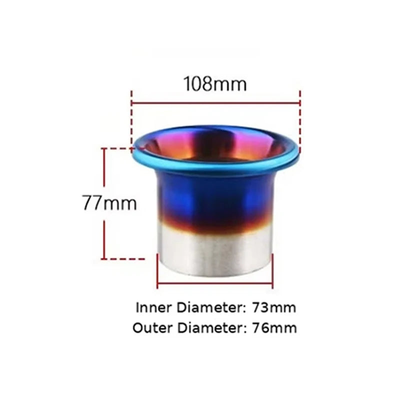 Burnt Blue Stainless Steel Turbo Intake Horn Velocity Stack, Universal Racing Cold Air Funnel 3/3.5/4 In Car Intake Decor Mouth