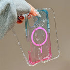 3 IN 1 Gradient Clear Magnetic Shockproof Case for IPhone 17 16 15 14 13 12 Pro Max Ultra Slim Anti Slip Wireless Charging Cover