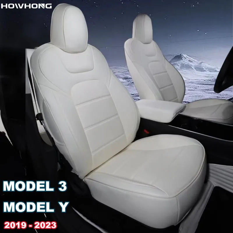 For Tesla Model 3 Y 2017 - 2025 Car Seats Cover Nappa Leather Full Surround Style Factory Wholesale Price Interior Accessories CM World