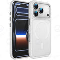 For Magsafe Skin Feel Transparent Phone Case For iPhone 17 16 15 Plus 14 13 12 18 Pro Max Metal Buttons Siliconen Bumper Cover