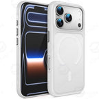 For Magsafe Skin Feel Transparent Phone Case For iPhone 17 16 15 Plus 14 13 12 18 Pro Max Metal Buttons Siliconen Bumper Cover