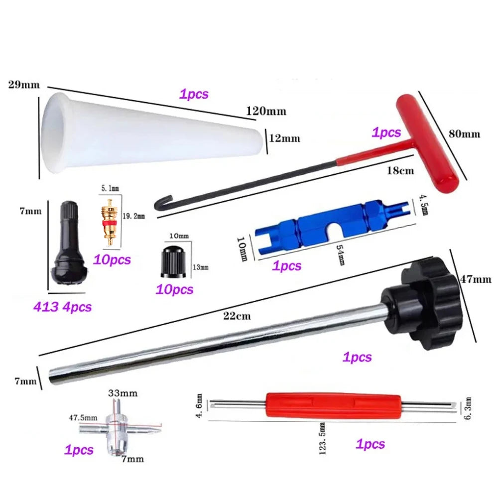 3/31pcs Car Motorcycle Bike Quick Change Tire Valve Tool Kit - Easy Valve Stem Replacement And Installation Set CM World