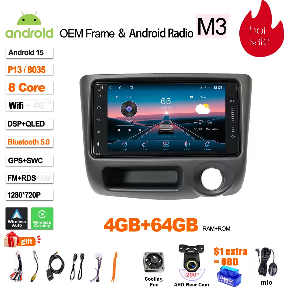 For Toyota Vitz XP10 Yaris Platz Echo 1999 2000 2001 - 2005 Android 15  Multimedia Video Player  Carplay Touch Screen RDS 8 Core CM World