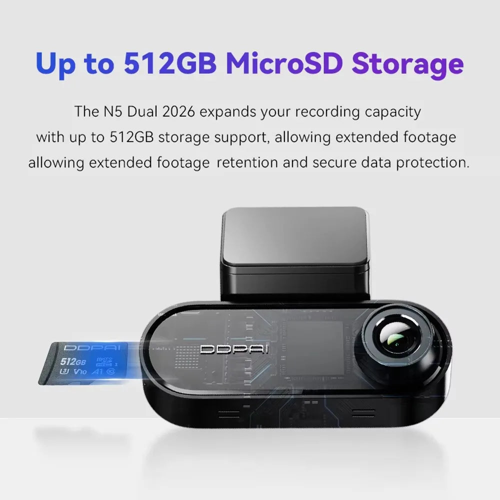 DDPAI N5 Dual Dash Cam 4K Front and Rear Dash Camera Car DVR NightVIS ADAS GPS Dashcam Vehicle AUTO Video Recorder Car Mobile World