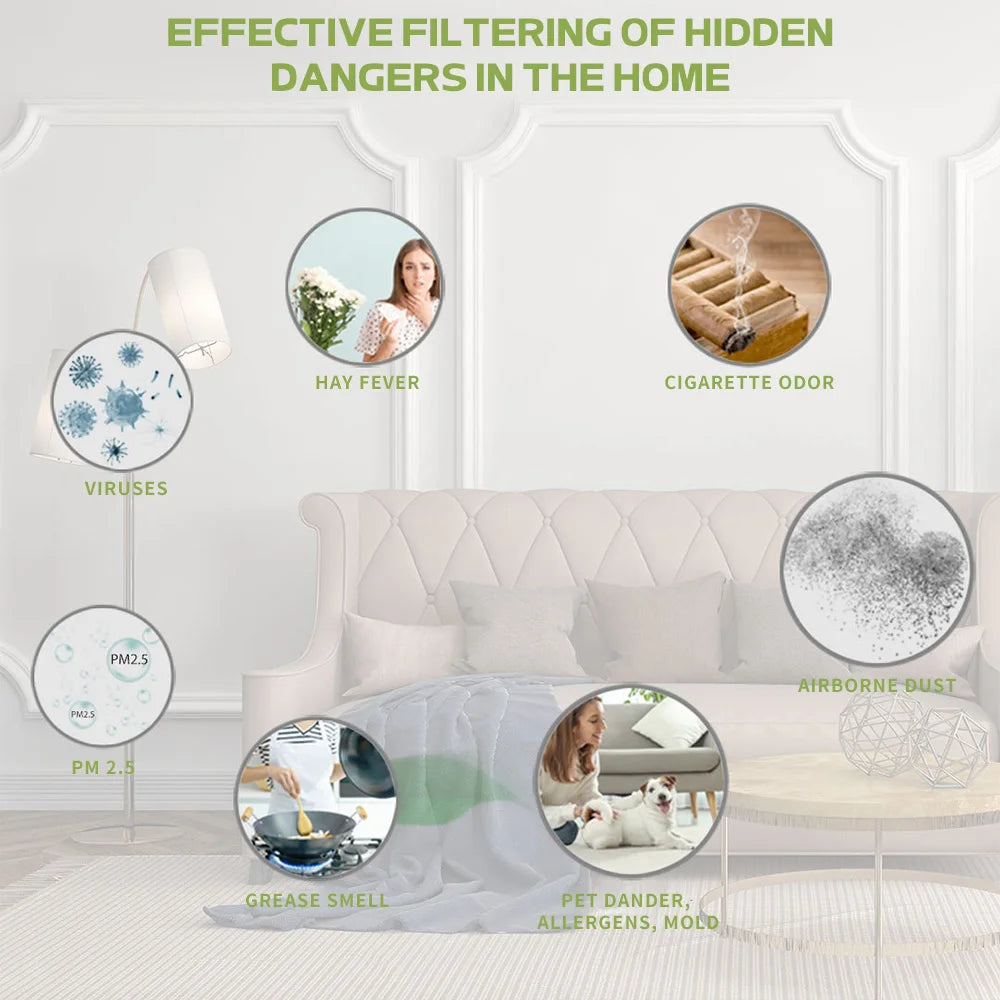 Portable Air Purifier USB Air Cleaner for Household With Smoke Odor Negative Ion Filter with Replaceable For Home Car Kitchen CM World