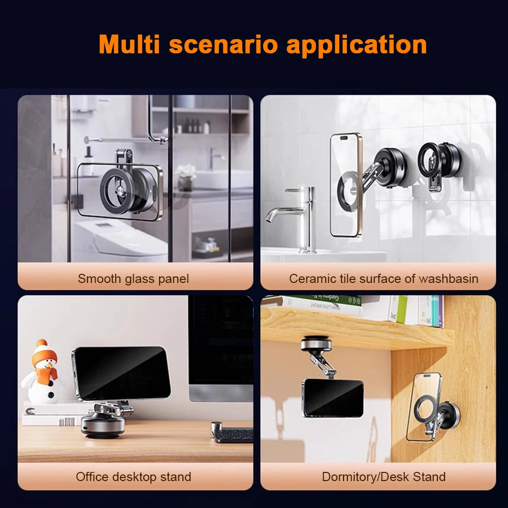 X93 Magnetic Phone Holder Rotating Folding Electric Vacuum Suction Mag Stand For Car Navigation Gym Kitchen Streaming Bracket CM World