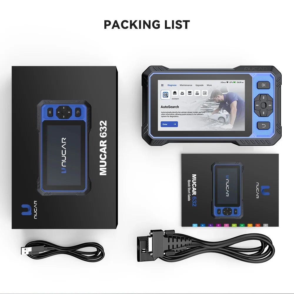 MUCAR 632 OBD2 Diagnostic Tool AI Assisted Bi-directional CANFD Protocal ECM/TCM/ABS/SRS Diagnosis 15 Reset Lifetime Free Update CM World