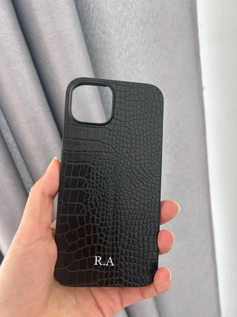 Customized Initials Name Letter Crocodile Pattern Leather Phone Case for Samsung Galaxy S25 S24 S23 S22 S21 Ultra Plus S20 FE