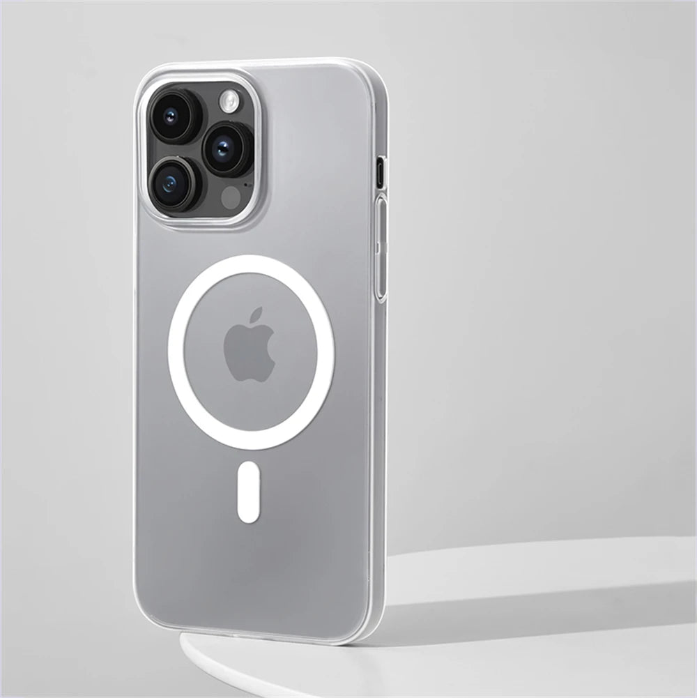 Ultra Thin Hard PC HD Transparent Magnetic Case For iPhone 17 Pro Max Air 16 15 14 13 12 For Magsafe Wireless Charge Clear Cover Car Mobile World
