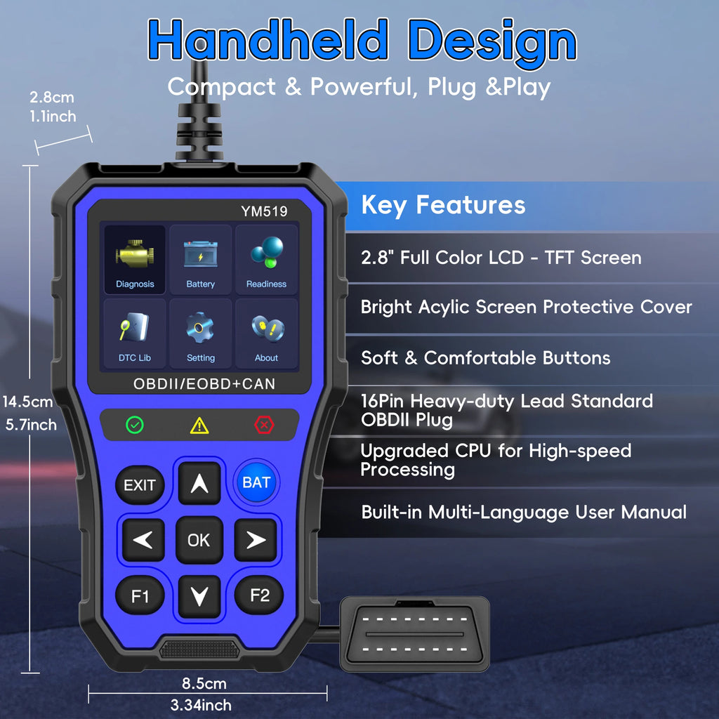 OBD2 Scanner Diagnostic Tool, Check Engine Light Car Code Reader with Reset, Battery Tester, Live Data, Freeze Frame,I/M Car Mobile World