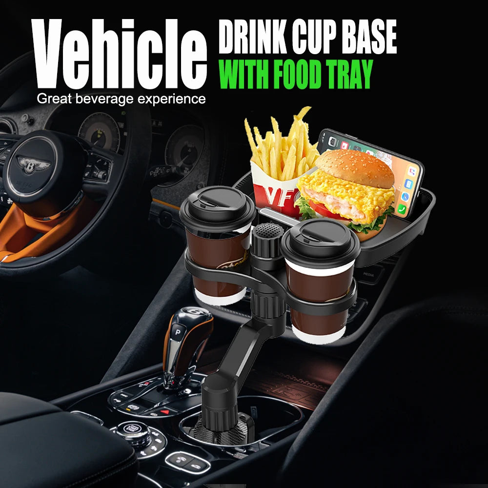 Multifunctional Vehicle Drink Cup Base with Food Tray Cell Phone Holder Adjustable Base Car Upholstery Accessories CM World